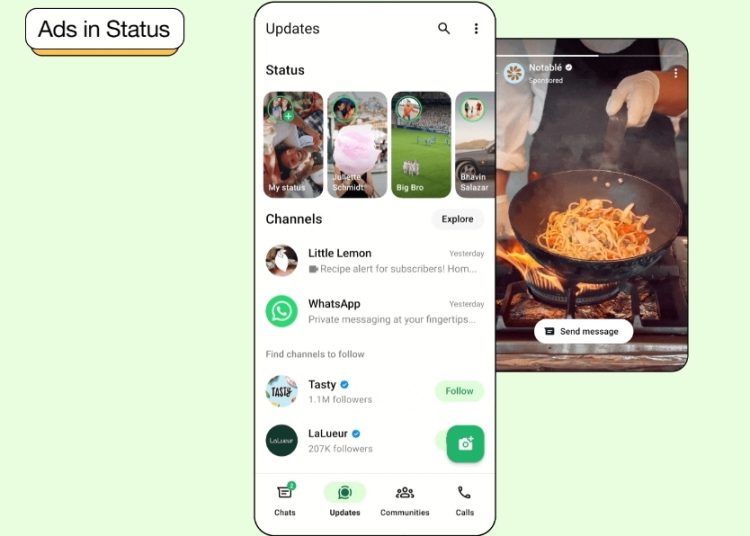 Illustration of ads in the Updates tab