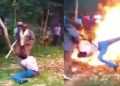 A photo of a suspected thief being tossed in fire in Siaya County