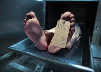 A deceased person in a morgue, July 25, 2024