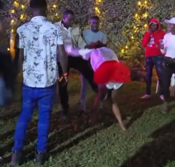 A screengrab from the disturbing footage of businessman nicknamed Pavillion assaulting content creator Bella Comedy. The incident has sparked widespread outrage.