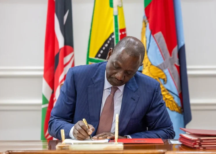 President William Ruto assents to the Conflict of Interest Bill, 2023, and the Social Protection Bill, 2025, at State House in Nairobi on July 30, 2025. | PHOTO: PCS
