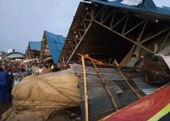 Collapsed roof in Kibuye Market.