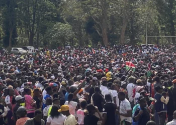 The crowd in Gathoge gathered to support Mama Gift