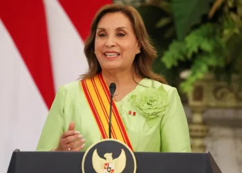 Peru's President Dina Boluarte speaks during a news conference