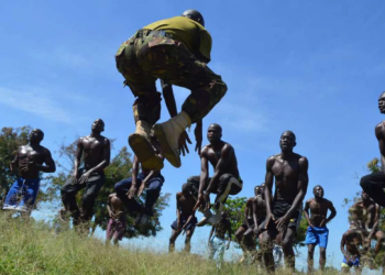 Physical fitness test at the KDF recruitment exercise.