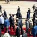 President William Ruto and former President Uhuru Kenyatta arrive at Jaramogi Oginga Odinga University of Science and Technology for the funeral service of former Prime Minister Raila Odinga/