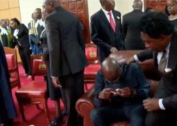 Maurice Ogeta at Parliament, where former PM Raila Odinga's body is lying in state on October 17, 2025