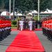 Military officers manning the gun carriage as the body of former Prime Minister Raila Odinga arrives at JKIA