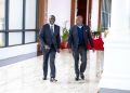 President William and Kanu national chairman Gideon Moi stroll in the corridors of State House