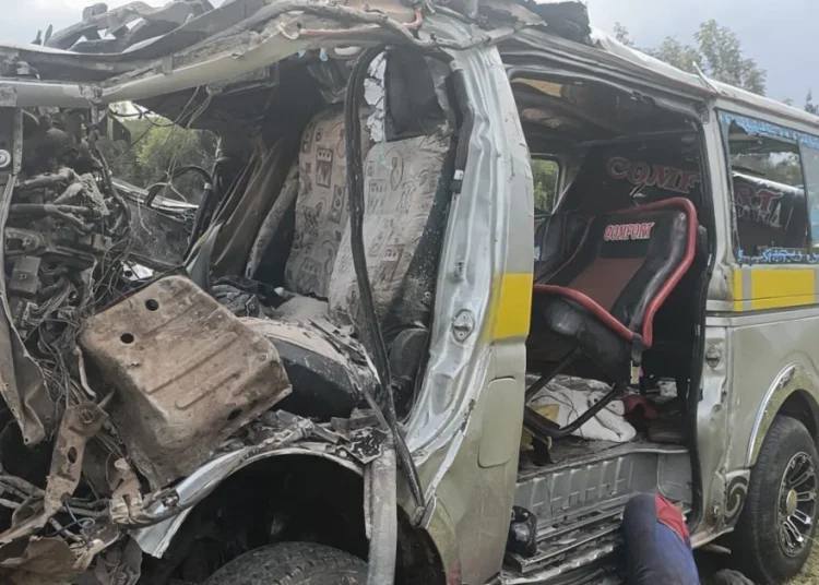 File image of the wreckage of the vehicle after the Gilgil accident.