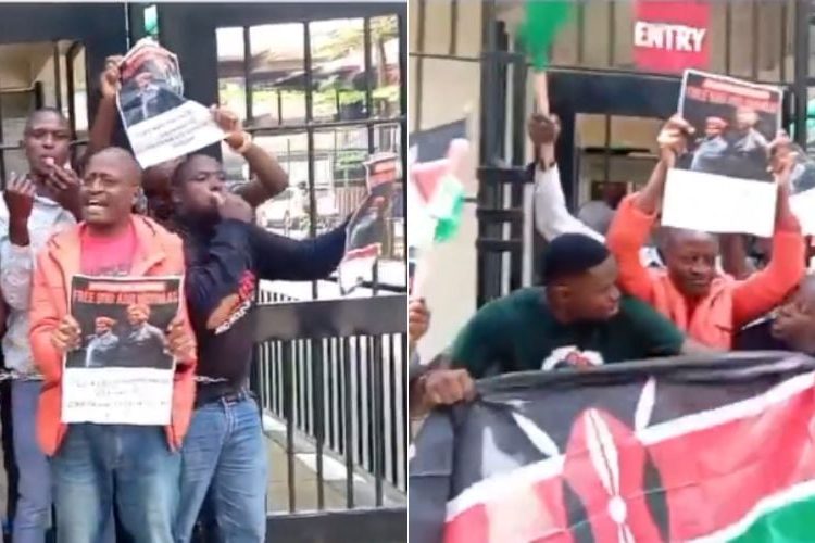 A collage of screenshots from the protest.