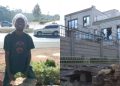 Collage photo of Samuel Muiruri and a house built on a disputed land in Katani.