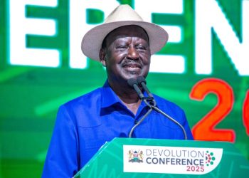 The late Raila Odinga during the Devolution Conference in Homa Bay