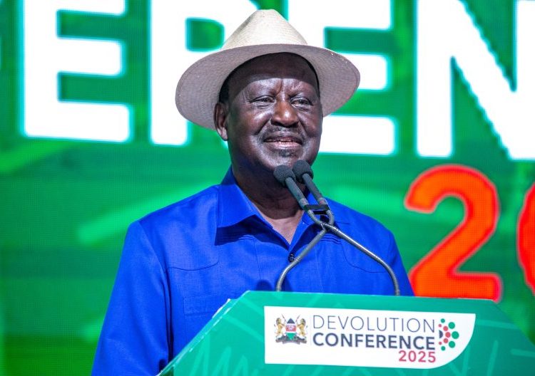 The late Raila Odinga during the Devolution Conference in Homa Bay