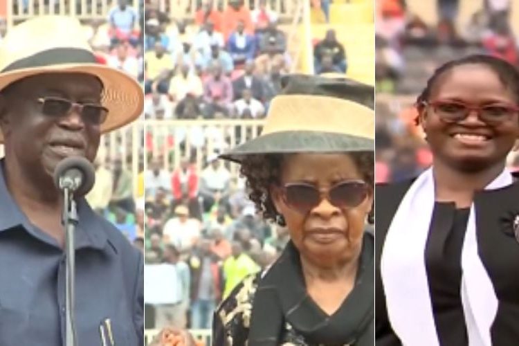 A collage of Oburu Odinga and his wives.