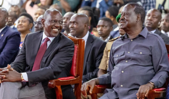 President William Ruto and the late ODM leader Raila Odinga