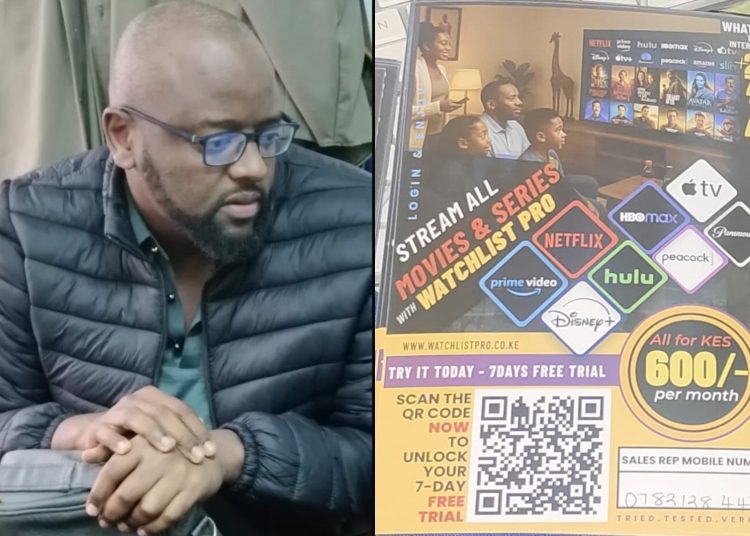 Collage photo of Kelvin Kiplagat and copyrighted content he was reselling.