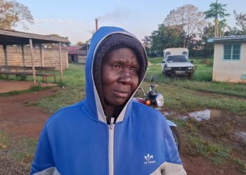 The mother of Meshack Otieno while at the Siaya Referral Hospital mortuary.