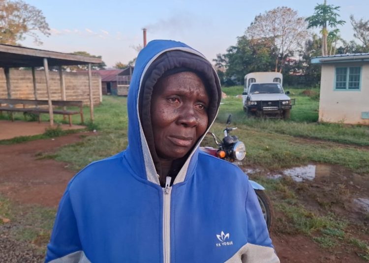 The mother of Meshack Otieno while at the Siaya Referral Hospital mortuary.