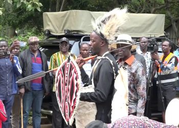 Raila Odinga Junior (carrying spear and shield) shortly after being installed as head of the former Prime Minister’s family, October 23, 2025.