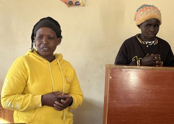 Monica Kwamboka (R) who is accused of stealing a child from Abscondita Azenga (L) a year ago.