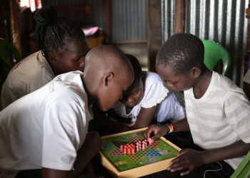Girls are playing chess at the Namunyak Rescue Center, in Aitong town of Narok County, southwest Kenya, on Aug. 31, 2025.
