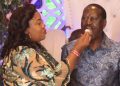 Ida Odinga feeding former Prime Minister Raila Odinga a cake during the latter's birthday in 2024.