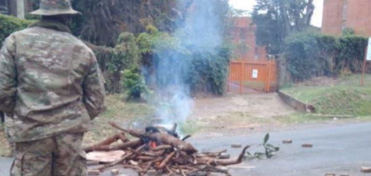 A bonfire along State House road lit by UoN students during a protest on October 14, 2025