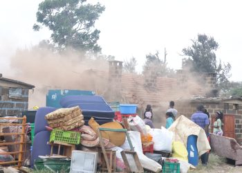 Residents salvage their belongings following the demolitions at Makongeni estate, Nairobi on November 24, 2025/