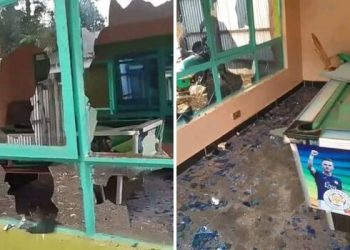 A photo collage of damage at the hotel belonging to Kabuchai MP Majimbo Kalasinga on November 3, 2025