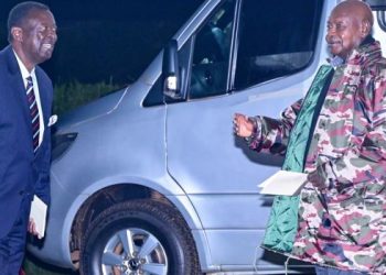 Ugandan President Yoweri Museveni (right), receiving Prime Cabinet Secretary Musalia Mudavadi in Uganda on Thursday, November 20, 2025