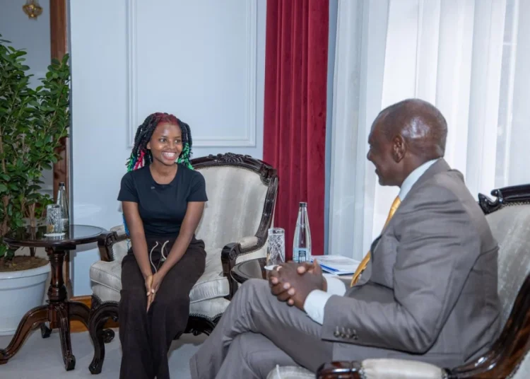 Environmentalist Truphena Muthoni (left) meets President William Ruto at State House, Nairobi, on December 15, 2025.