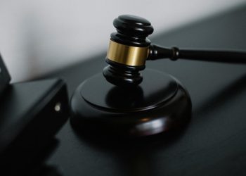 A gravel placed on sound block during a court session.