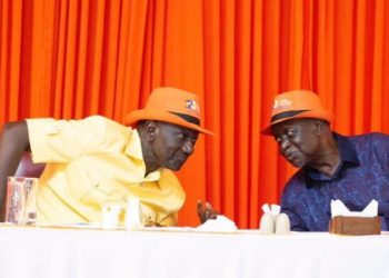 President William Ruto, alongside ODM Party leader Oburu Odinga, during the ODM 20th anniversary celebrations in Mombasa on Saturday, November 15