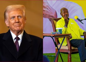 Collaged images of US president Donald Trump and Uganda's Yoweri Museveni.