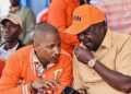 An undated image of the late Orange Democratic Movement (ODM) party leader Raila Odinga (right) and Embakasi East MP Babu Owino (left) during a past event.
