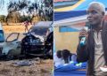 A collage of the scene where Buuri MP Mugambi Rindikiri's car was involved in a collision, and the MP at a past event.