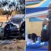 A collage of the scene where Buuri MP Mugambi Rindikiri's car was involved in a collision, and the MP at a past event.