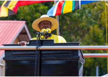 Uganda President Yoweri Museveni during a campaign rally on Monday, October 20.