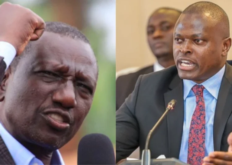 A photo collage of President William Ruto and Kiharu MP Ndindi Nyoro.