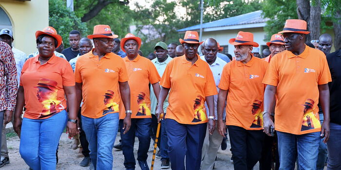 ODM party leadership at the National Governing Council meeting held at Fort Jesus Grounds in Mombasa on November 13, 2025.