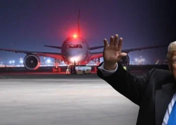 A photo collage of President Donald Trump and a plane about to take off at the Jomo Kenyatta International Airport (JKIA) for Haiti on Saturday, January 18, 2025.