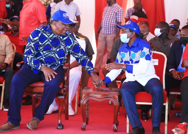 Former President Uhuru Kenyatta and Wiper boss Kalonzo Musyoka